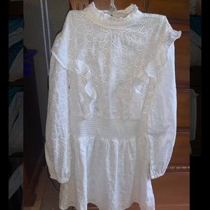 boohoo formal white smocked waist dress US 8